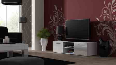eoshop TV stolík Soho, 140 cm, biela / biela lesk